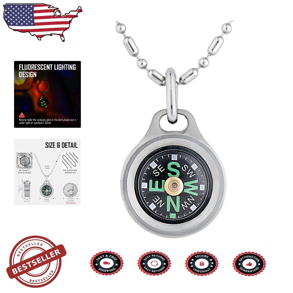 Pocket Compass – Durable Titanium Waterproof Survival Necklace