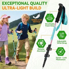 Kids Trekking Poles for Hiking – Collapsible Lightweight Hiking Poles, 2 Pack…