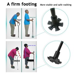 Posture Walking Cane for Men and Women with Adjustable Heights Folding 10 Level