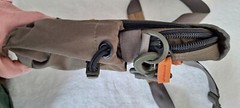 LL Bean Crossbody Bag – Green and Tan with 2 layers of interior pockets.