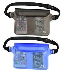 Freegrace Waterproof Pouches with Waist Strap / Pouch Case Bundle Gray + Blue