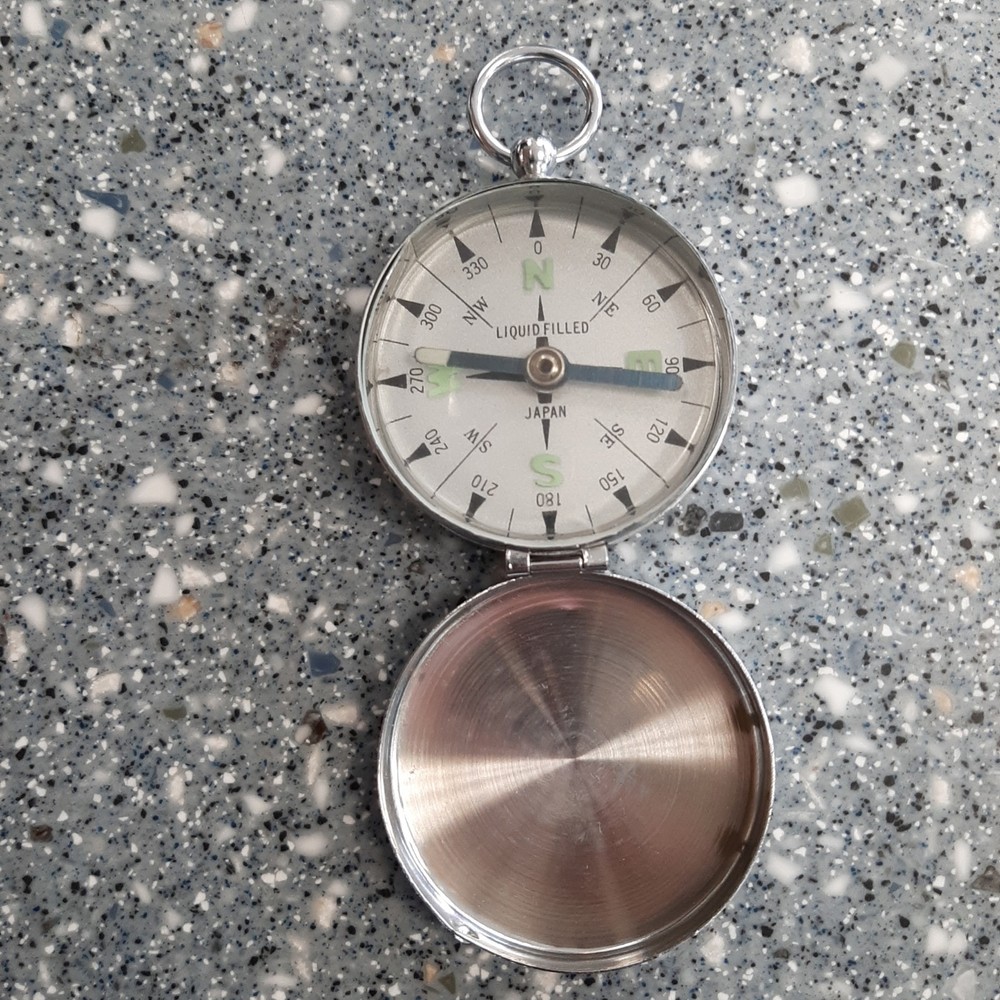 Vintage 1960’s Glass and Metal Japanese Magnetic Hand Compass