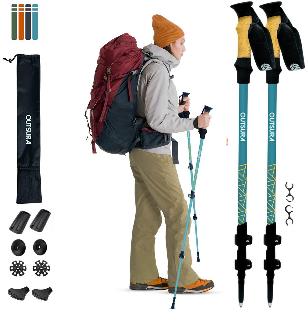 Carbon Fiber Hiking Stick 2 Pack – Professional Grade, Collapsible Trekking &…