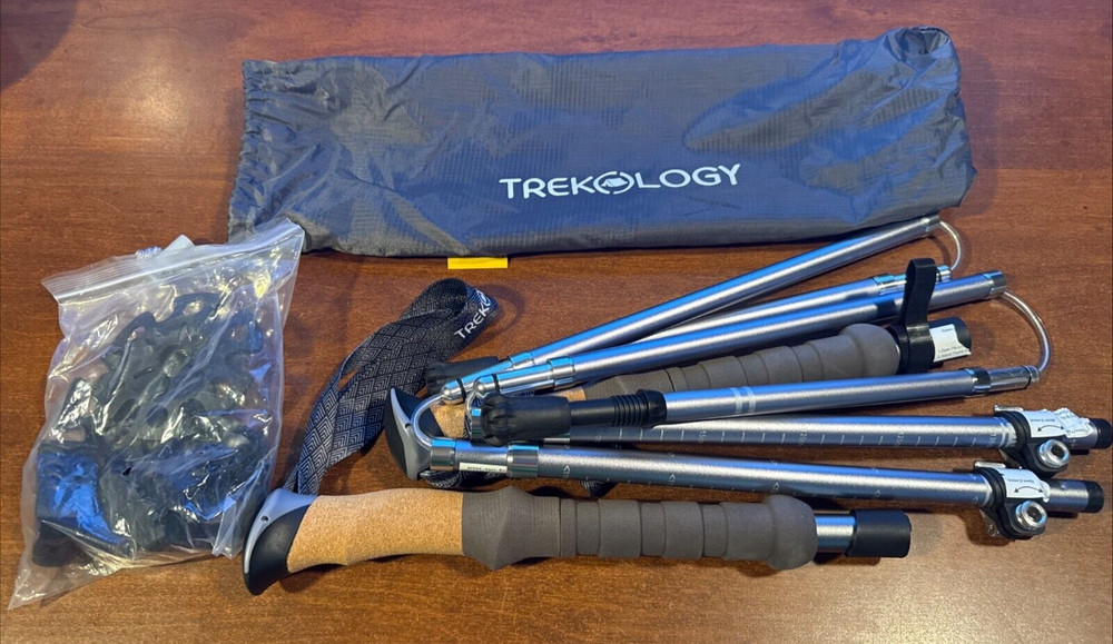 Trekking Poles Collapsible Nordic Hiking Poles – Cork Handle 2Pc Ultralight Fold