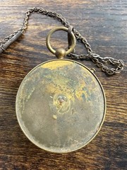 Vintage Antique Brass Pocket Compass Made In France Military Style W/CHAIN Works