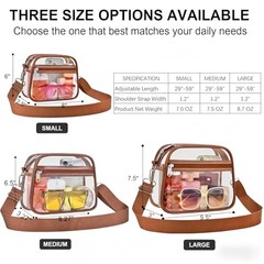 Clear Bag for Stadium Events Clear Sports Fan Handbags Small Coffee Brown