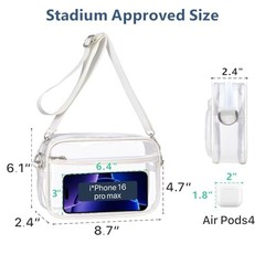 Clear Bag for Stadium Events – Small (Classic Web Strap) Small Ardent White
