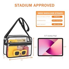 Clear Bag for Stadium Events Clear Messenger Bag Suitable for Small Black-1