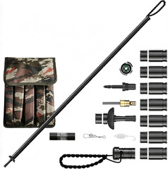 Trekking Pole Tactical Walking Stick, Multifunctional Aluminum Collapsible Survi