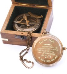 to My Son Compass – Personalized Sundial Compass with Case | Unique Gift for Son