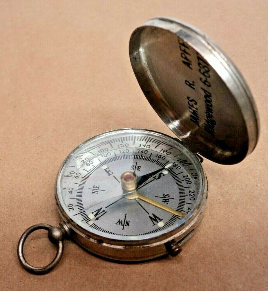 1930s STELLAR Germany Jeweled-Transit Lock 1-13/16″ (46mm) Hinged Case Compass