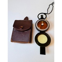 Vintage Pasto Germany Lensatic Metal Compass with Leather Case
