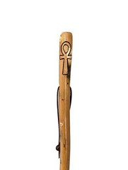 Hiking Stick with Ankh Cross, Walking Stick, Hand-carved, Made in USA