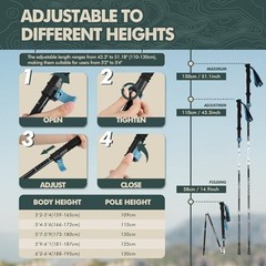 GPTCAMP Walking Sticks Collapsible Hiking Poles,Lightweight Trekking Poles