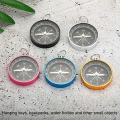 2Pcs Pocket Compass Outdoors Navigation Compass with Key Ring Pink