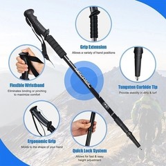 2 X Hiking Trekking Poles Nordic Walking Sticks Adjustable Anti-shock Alpenstock
