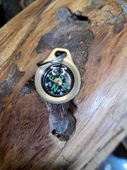 Mini EDC Minimalist Brass Keychain Compass w/Titanium Keyring