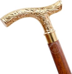 Vintage Brass Walking Stick – Handmade Wooden Cane with Solid Brass Handle – Ant