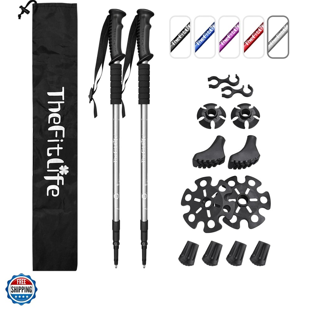Nordic Walking Trekking Poles – 2 Sticks with Anti-Shock and Quick Lock Syste…