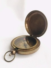 Vintage Brass Push Button Pocket Compass, 2-Inch Magnetic Direction Finder