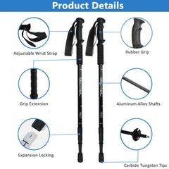 2X Hiking Trekking Poles Nordic Walking Sticks Adjustable Anti-shock Alpenstock