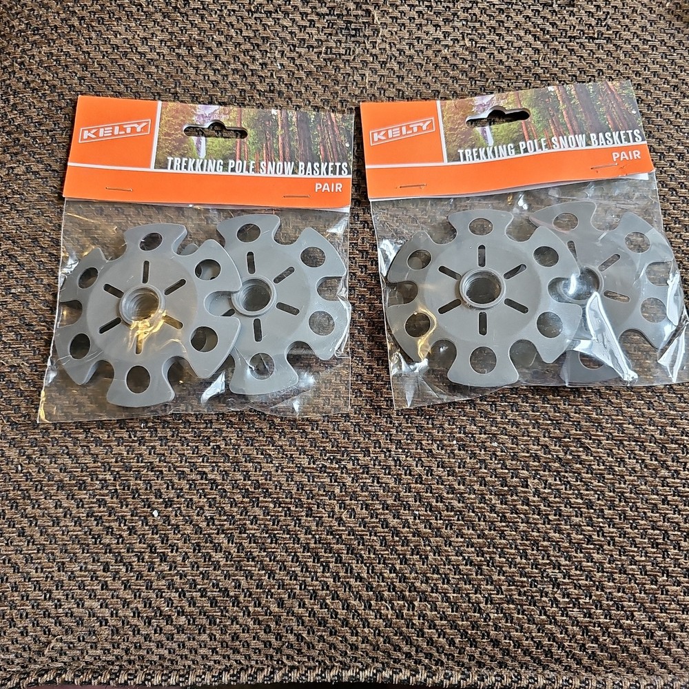 2 Pair New Sealed Kelty Trekking Pole Snow Baskets Gray Polyurethane 3.5″