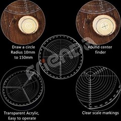 12″ Round Center Finder Compass Tool – Acrylic Circle Gauge for Lathe & Woodturn