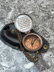 Engraved Brass Compass For I Know Inspirational Gift with Leather Case