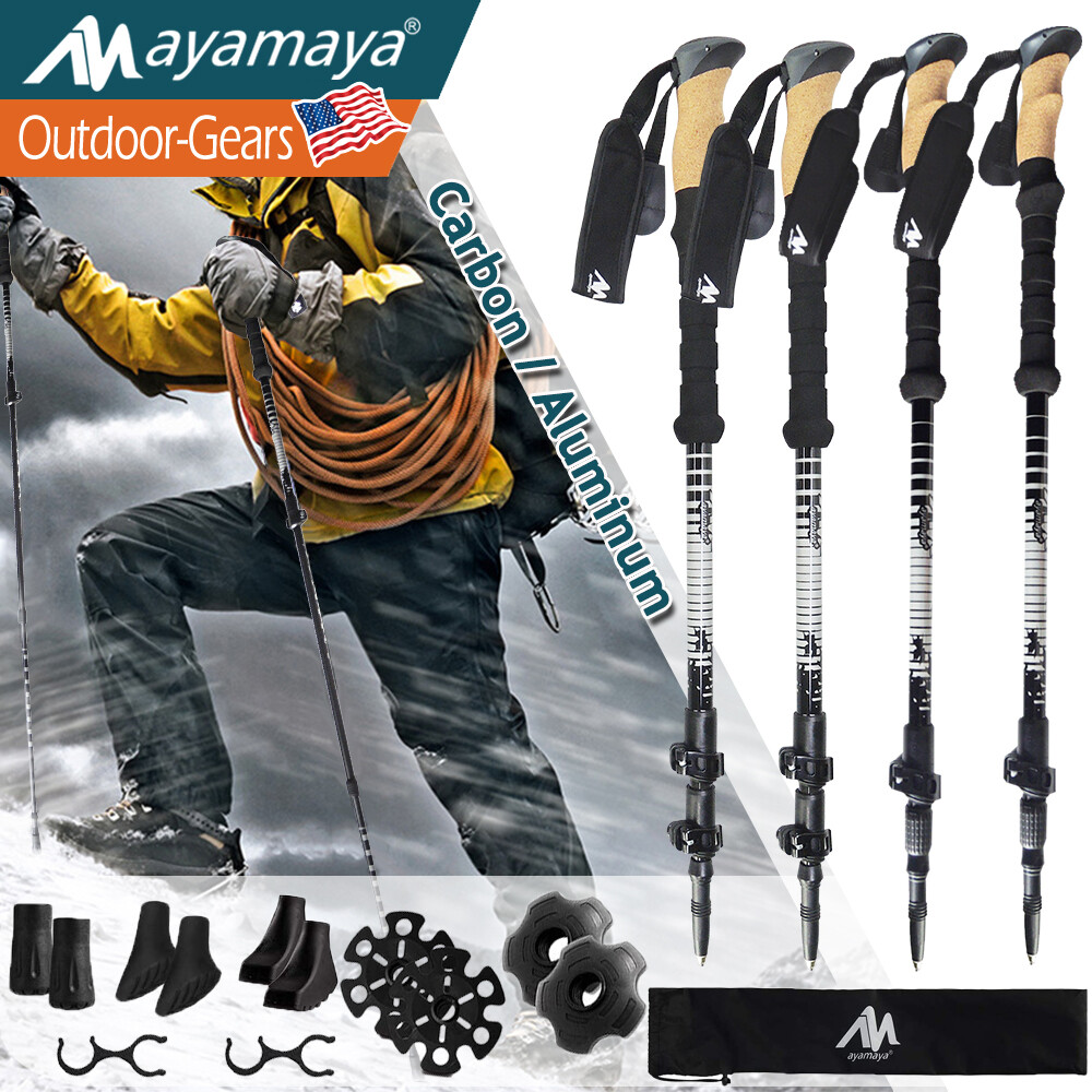 1 Pair Hiking Walking Sticks Trekking Poles Collapsible Lightweight Anti-Shock