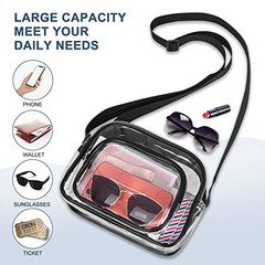 Clear Bag for Stadium Events Clear Purse Stadium Bag Satchel Small Black
