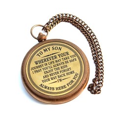 to My Son Engraved Brass Compass with Wooden Box – Antique