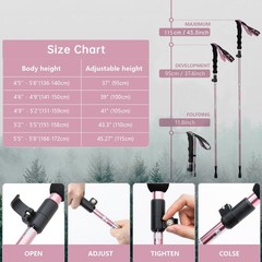 Hiking Poles Collapsible Trekking Poles Aluminum Alloy Hiking Sticks 2 pc Lig…