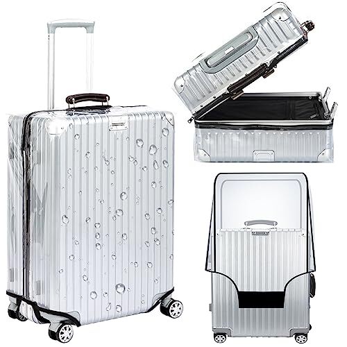Clear Suitcase Cover PVC Protector with Zip, Waterproof 20inch Middle Open