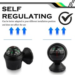 Compass for Car with Bottom Stick Car Compass Ball Adjustible and Night Vision