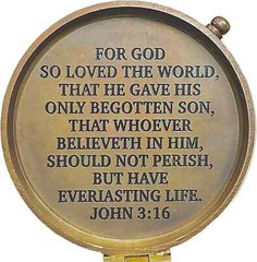 Compass with Wooden Box Bible Verse Cross with John 3:16 Bible