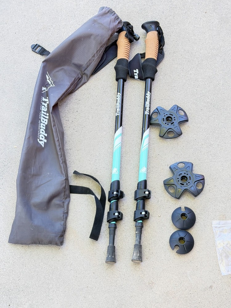 Set of Trail Buddy Trekking Poles 105-135CM Aqua Blue W/Bag – 11P
