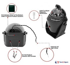 Marine Boat Compass – Dash Mount Suction Navigation – Illuminated Dashboard Comp