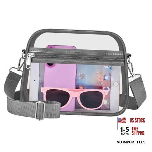 Clear Bag for Stadium Events Clear Purse Stadium Bag Satchel Small Grey Clear