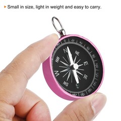 2 Pack Pocket Compass Survival Sports Navigation Compass with Key Ring Pink