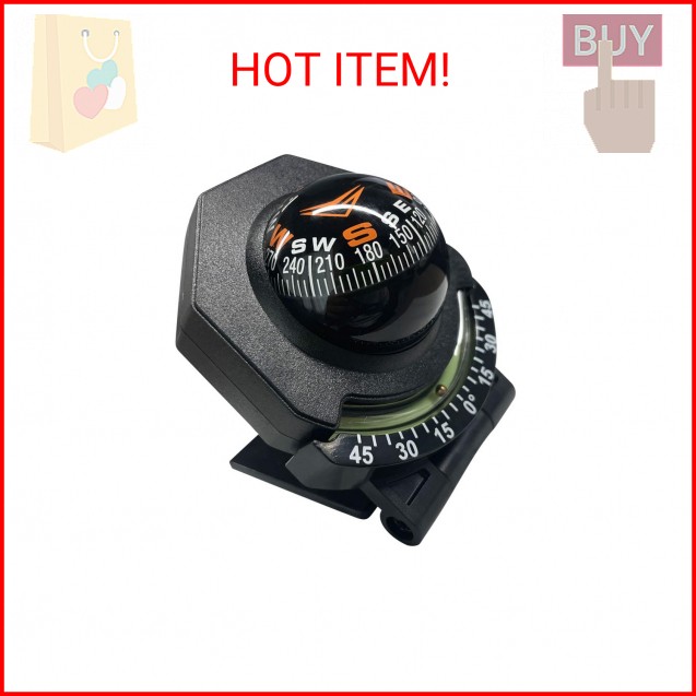 Car Compass, Car Dashboard Compass Ball with Slope Meter, Adjustable Night Visio