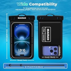 MAIRAN Floating Waterproof Phone Pouch 2Pack, Floatable IPX8 8.0 inches