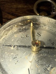 Vintage Antique Brass Pocket Compass Made In France Military Style W/CHAIN Works