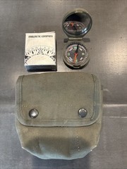 Military Magnetic Compass With Carrying Case Made In Japan