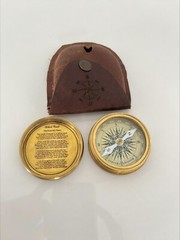 Brass Mini Compass with Inspirational Engravings Compass Lot Collectible Item