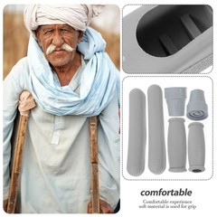 1Set Reusable Rubber Crutch Handle Covers Comfortable Underarm Pad Walking Kit