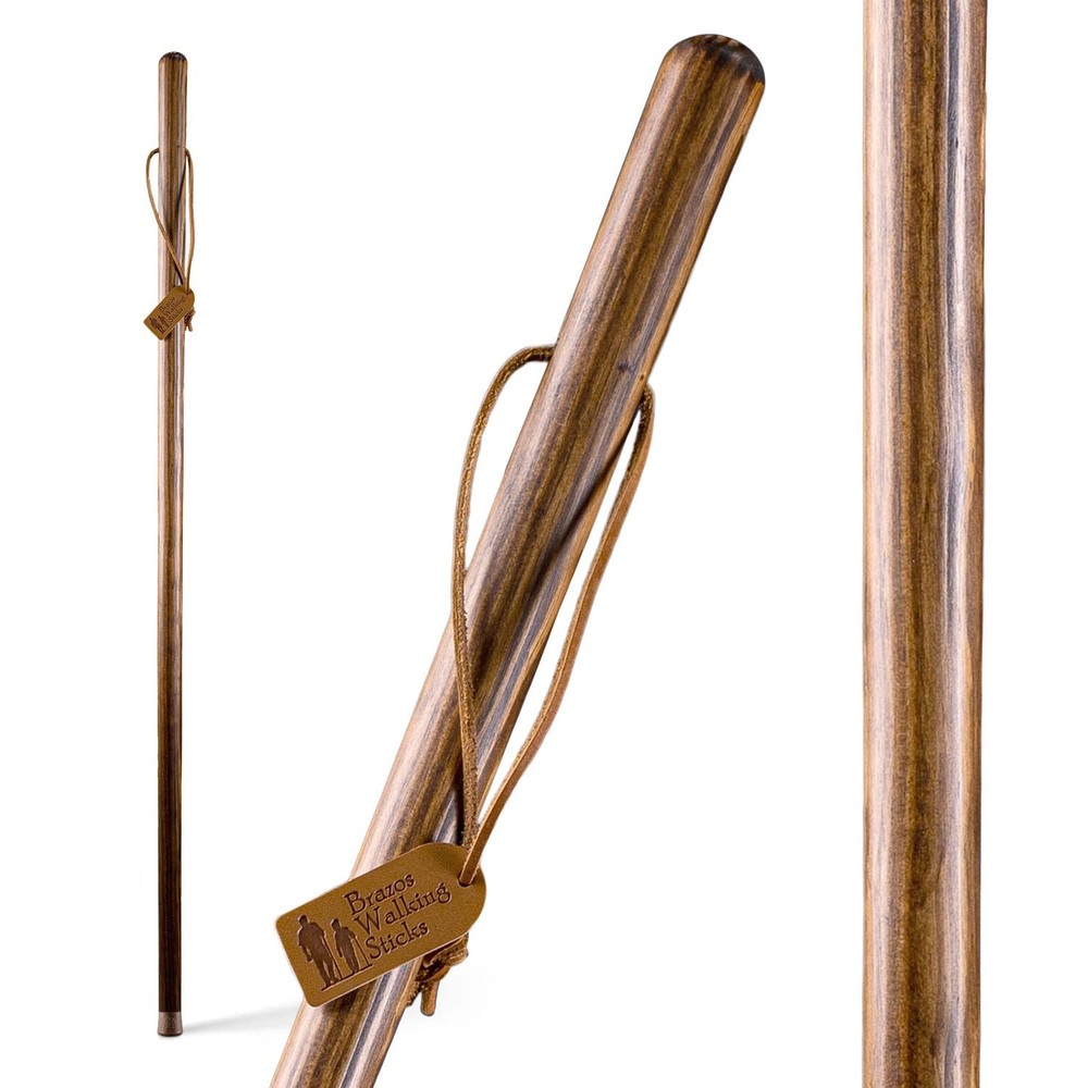 Brazos Handcrafted Wood Walking Stick, Pine, Trekker Style Handle, 55″, Brown