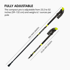 Compact Pro – 6.1 Oz Ultralight Adjustable Trekking Poles for Trail Running and
