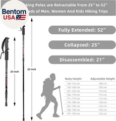 Hiking Trekking Poles, 2 Pack Collapsible, Lightweight, anti Shock, Walking Stic