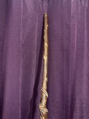 Hand Carved Wooden Walking Stick Staff Rustic Spiral Grip Hiking Cane Primitive