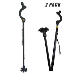 Ergonomic 2-Pack Folding Walking Sticks, Retractable & Adjustable for Elders